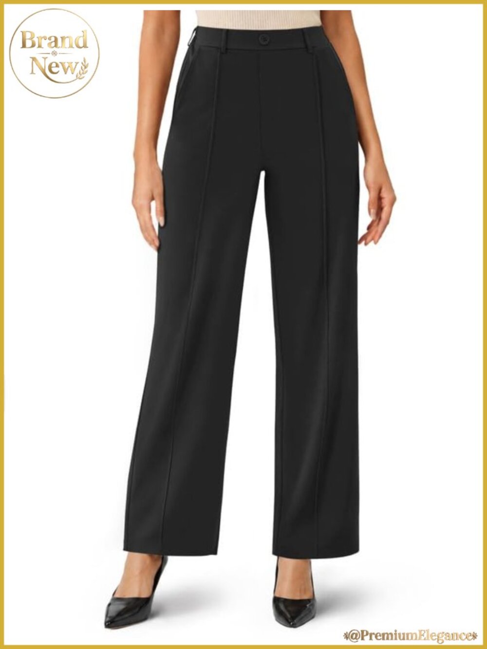 Women's Wide Leg Dress Pants Stretch Pull-On Business Casual Work